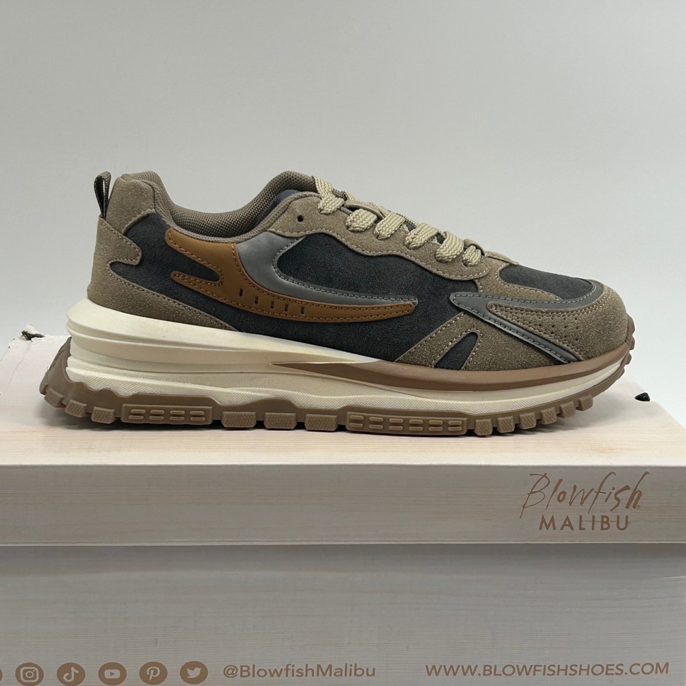 Blowfish Malibu Leo Sneakers Womens 8 Earth Gray Faux Suede Platform NIB ZS-1605